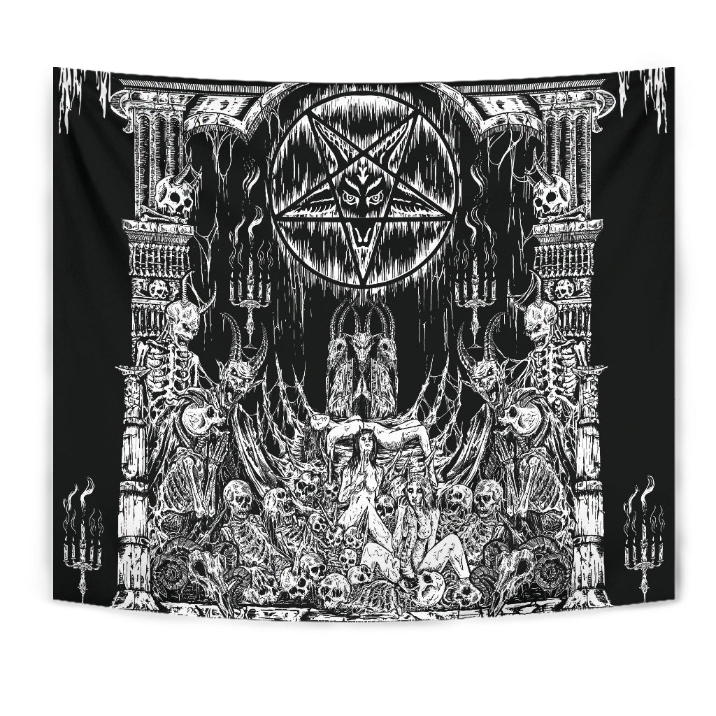 Skull Demon Satanic Pentagram Satanic Goat Priest Candle Large Wall Decoration Tapestry