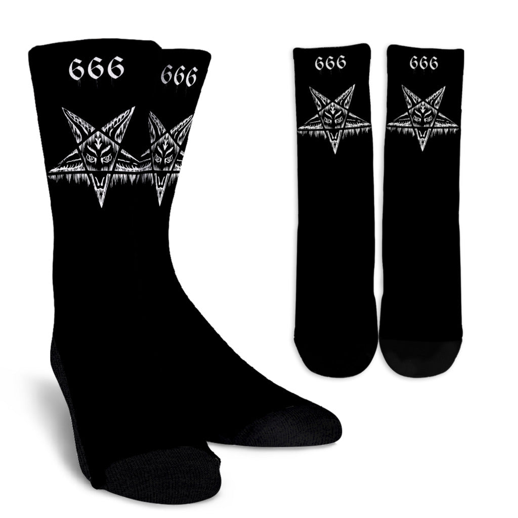 Skull Satanic Pentagram Drip 666 Socks