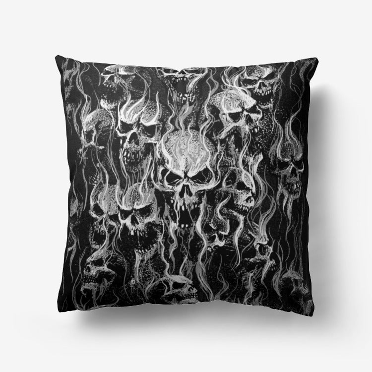 Smoke Skull Black And White Premium Hypoallergenic Throw Pillow