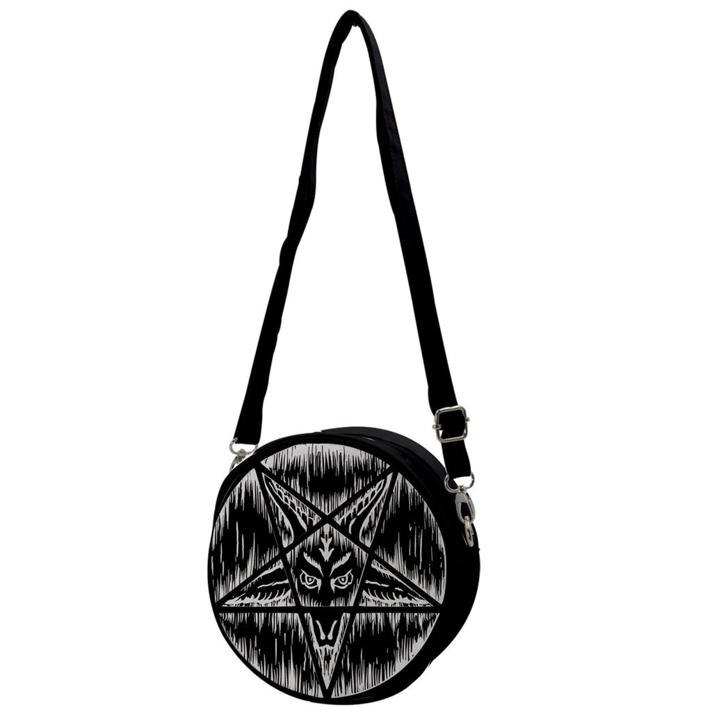 Satanic Pentagram Drip small black back Crossbody Circle Bag