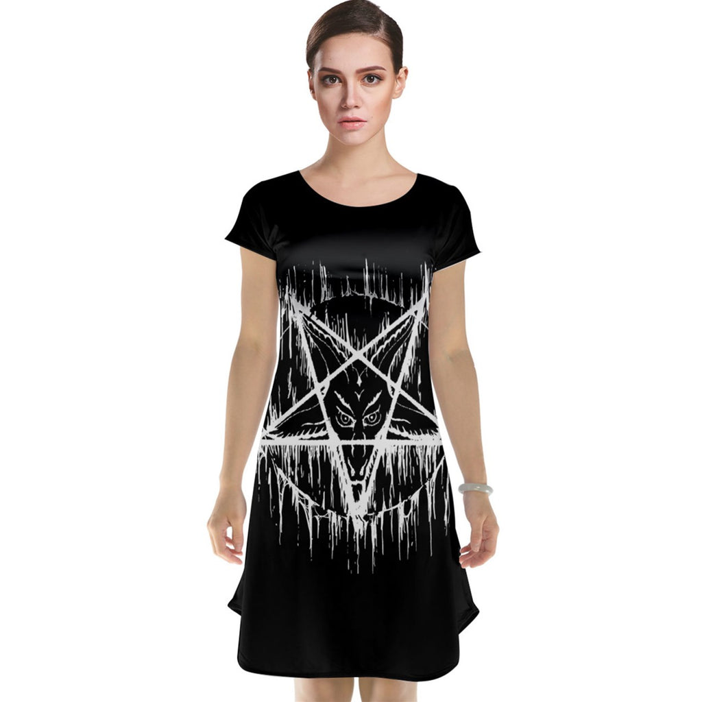 Satanic Pentagram Drip Cap Sleeve Nightdress