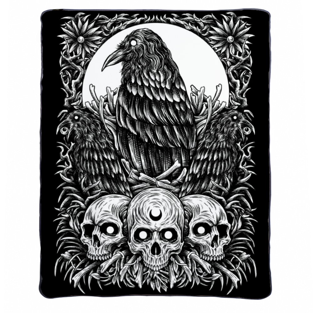Skull Goth Occult Raven Comfortable and Soft 40" x 50" Baby Blanket