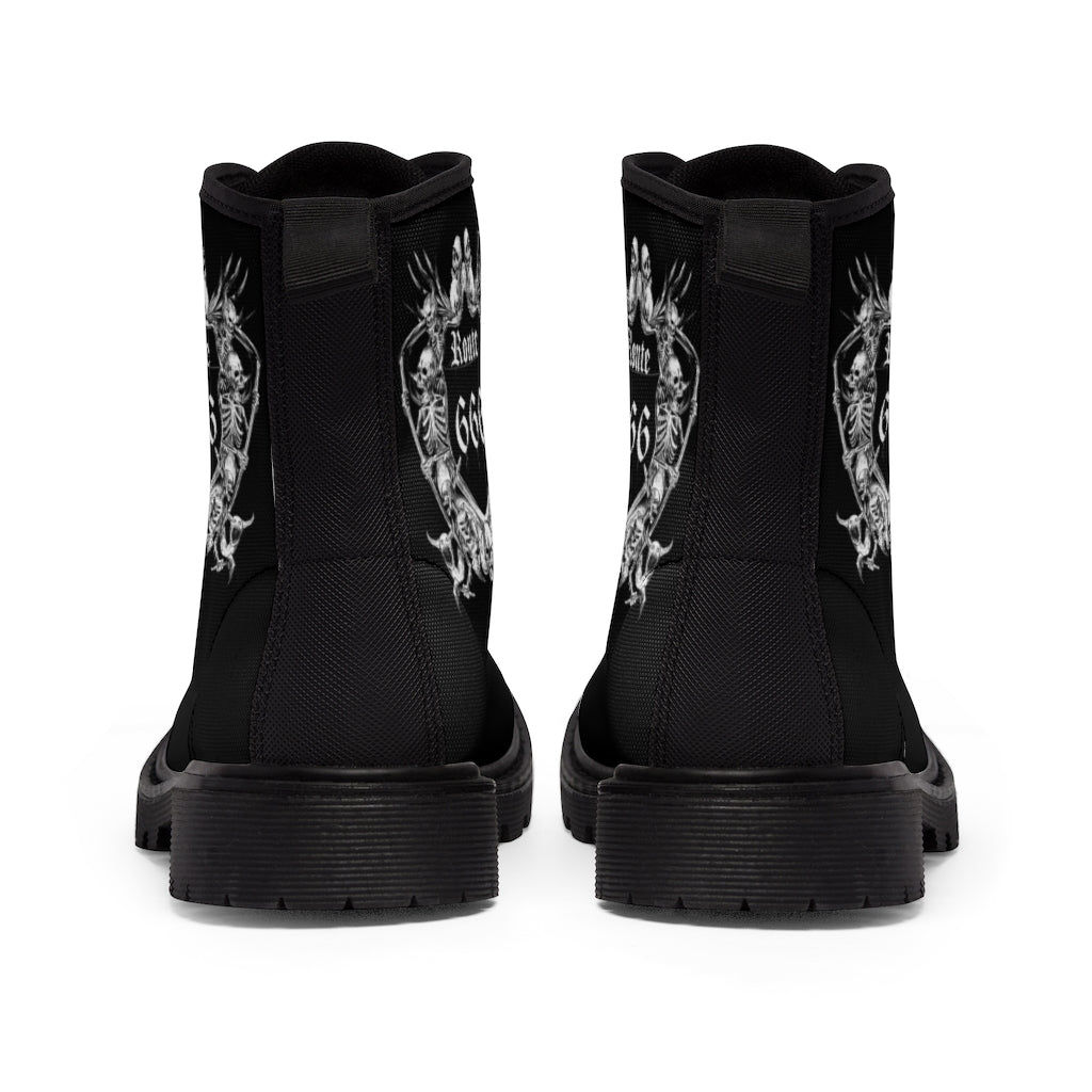 Skull Sword Route 666 Men's Canvas Boots