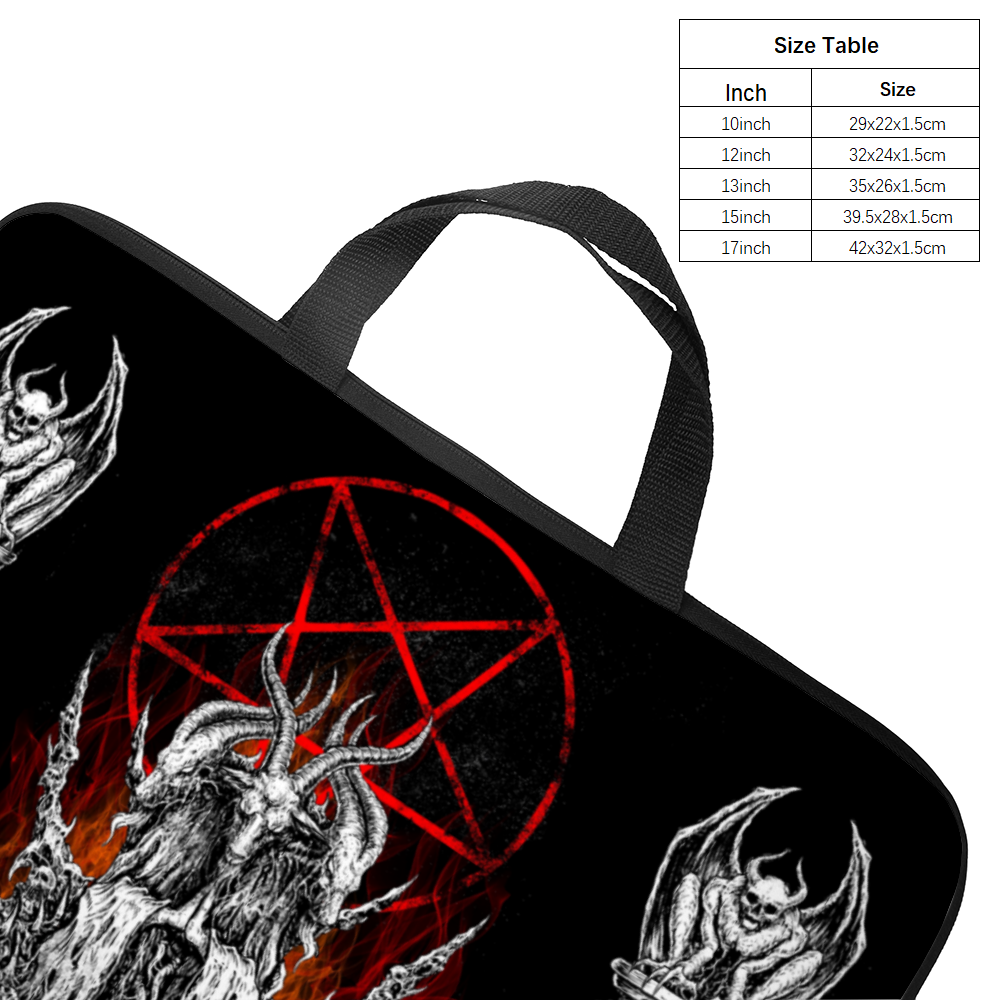 Skull Satanic Goat Satanic Pentagram Flame Laptop Bag With Handle 17"