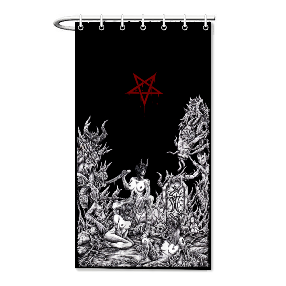 Skull Satanic Pentagram Demon Unholy Lust Bachelor Size Shower Curtain 35.4" x 71"