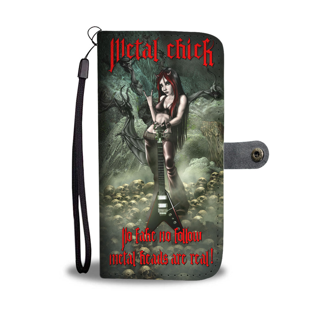 Glam Metal Chick No Fake No Follow Metal Heads Are Real Phone Case Wallet