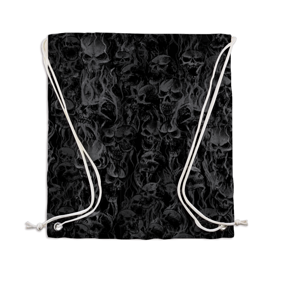 Smoke Skull Gym Bag Cotton Drawstring Backpack 15? x 18"