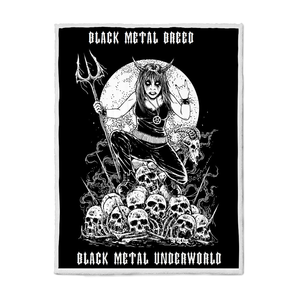 Skull Inverted Pentagram Black Metal Breed Devil Woman This Affordable Blanket Covers A Full Size Bed