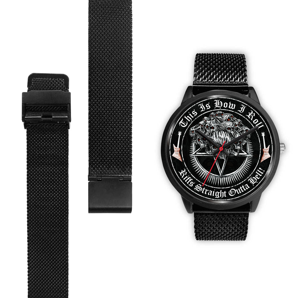 Grey And Black Background Style Black Metal Mesh Black Link Black Leather White Leather