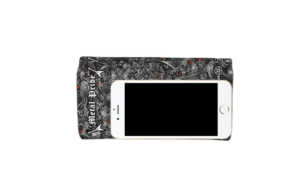Wallet Grey Skulls White And Black Text