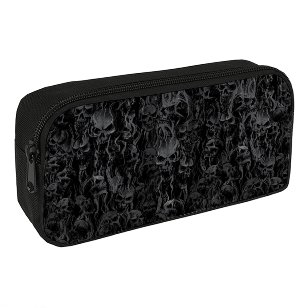 Smoke Skull Large Capacity  Stationery Pouch Pencil Holder Desk Organizer with Double Zipper
