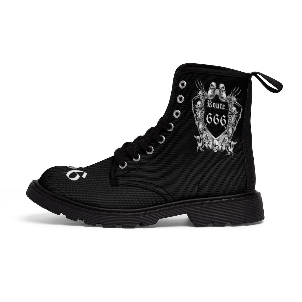 Skull Sword Route 666 Men's Canvas Boots