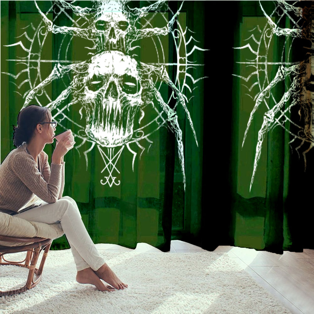 Skull Goth Satanic Spider Two-piece Curtains
