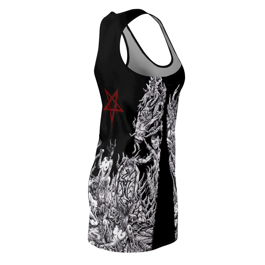 Skull Satanic Unholy Lust Cut And Sew Dress