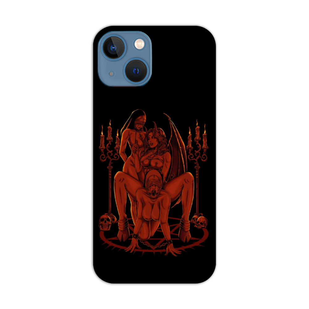 Skull Satanic Pentagram Candle Satanic Cross Erotic Possession Red Apple iPhone 13 Series Custom Phone Case Soft TPU/Glass Phone Case