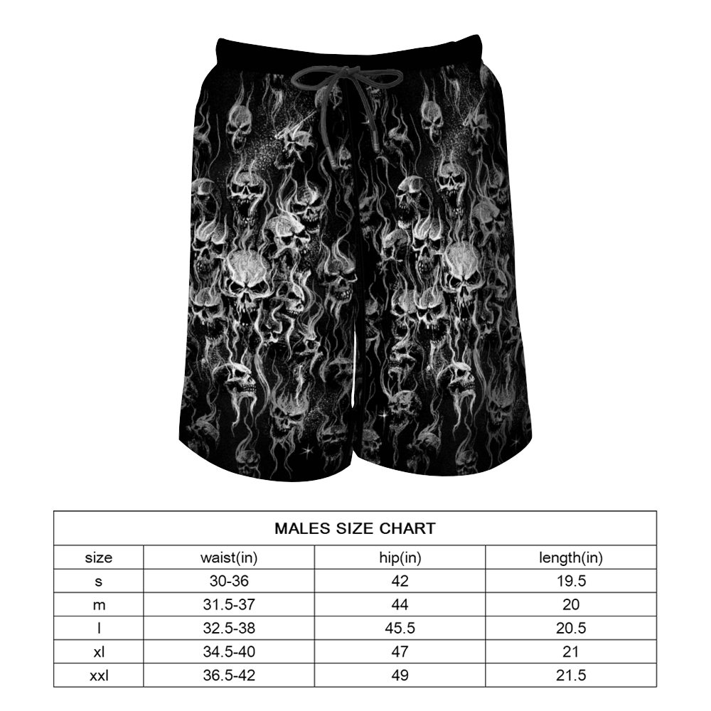 Smoke Skull Men's Board Shorts Black And White