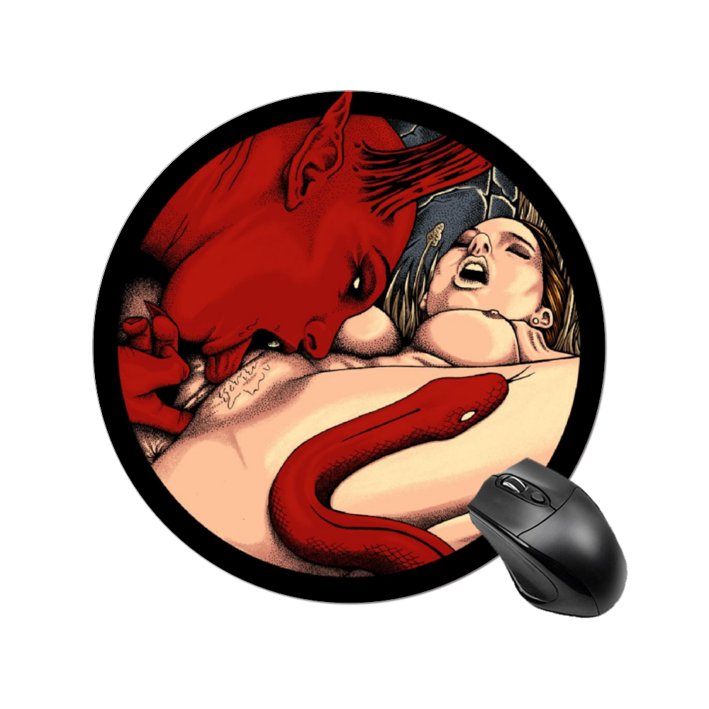 Satanic Serpent Satan's Eden Non-Slip Round Mouse Pad, Non-Slip  7.9" x 7.9"