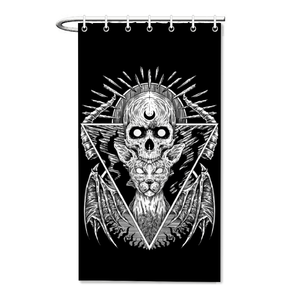 Skull Goth Cat Occult Bachelor Size Shower Curtain 35.4" x 71"