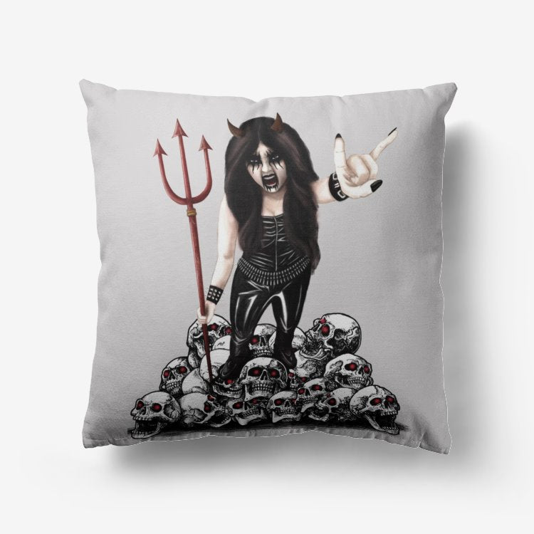 Black Metal Chick Premium Hypoallergenic Throw Pillow