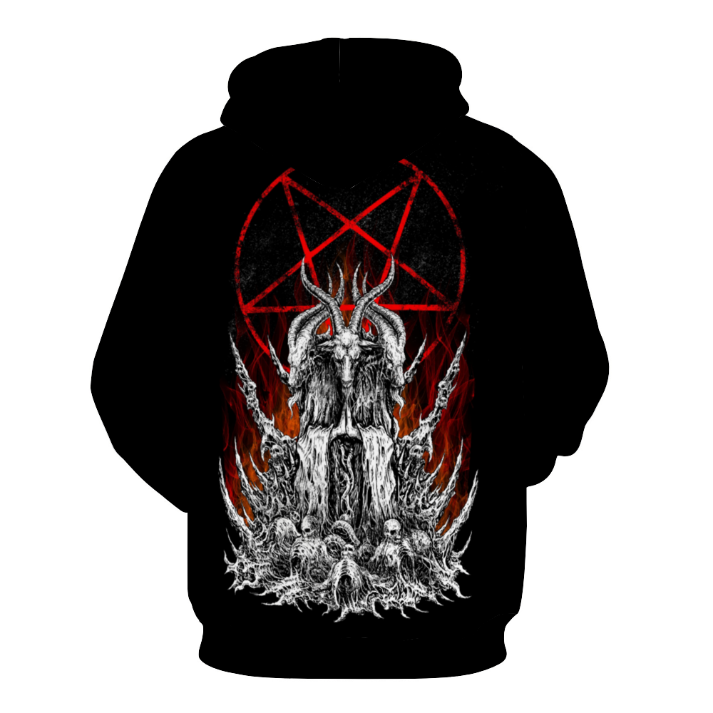 flame satanic goat AF Hoodie Hooded All Over Print Sweatshirt with Pockets