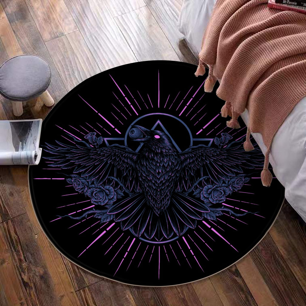 New! Goth Occult Crow Eye Part 2 Foldable round mat Blue Pink