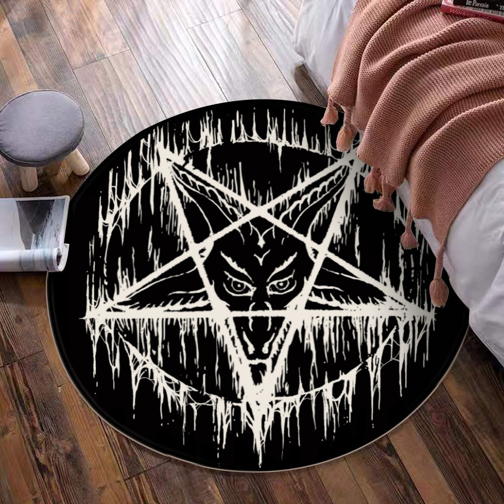 Satanic Pentagram Drip Foldable Round Mat
