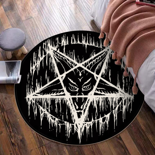 Satanic Pentagram Drip Foldable Round Mat – blended extreme