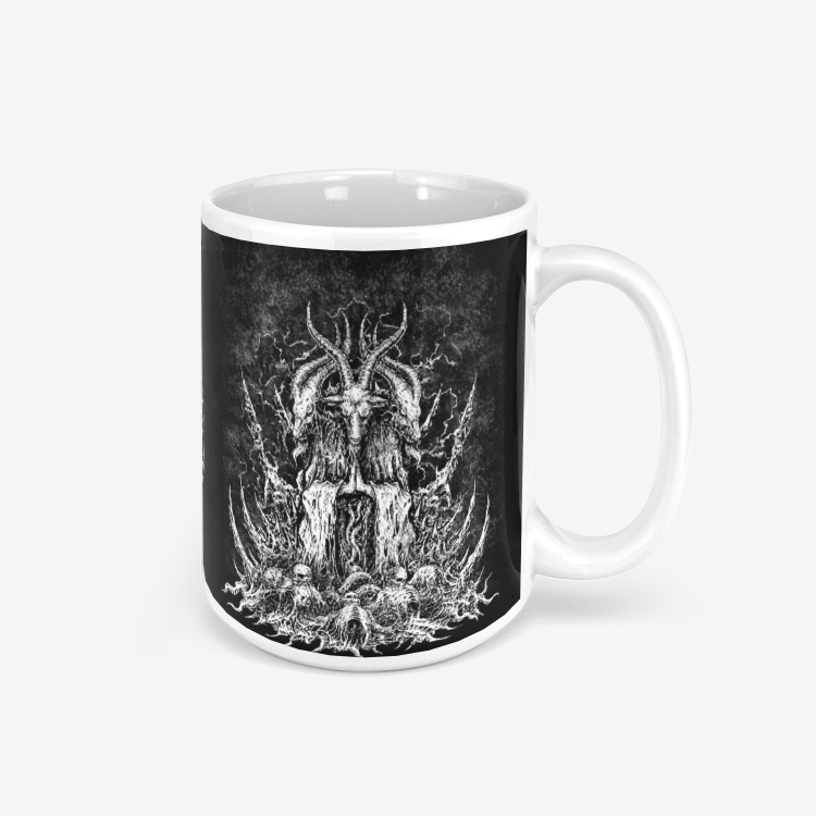 Skull Satanic Goat Gift Mug With Flame Satanic Pentagram