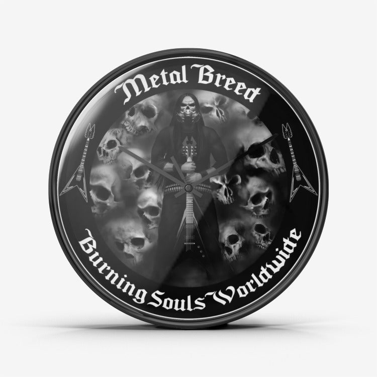 Metal Breed Burning Souls Wall Clock Silent Non Ticking Quality Quartz