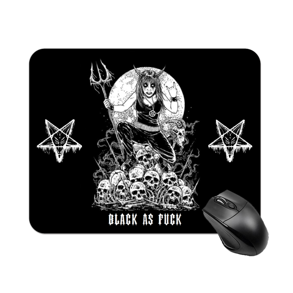 Black Metal Demon Girl Square Mouse Pad Non-Slip Base 7.9"X9.8"