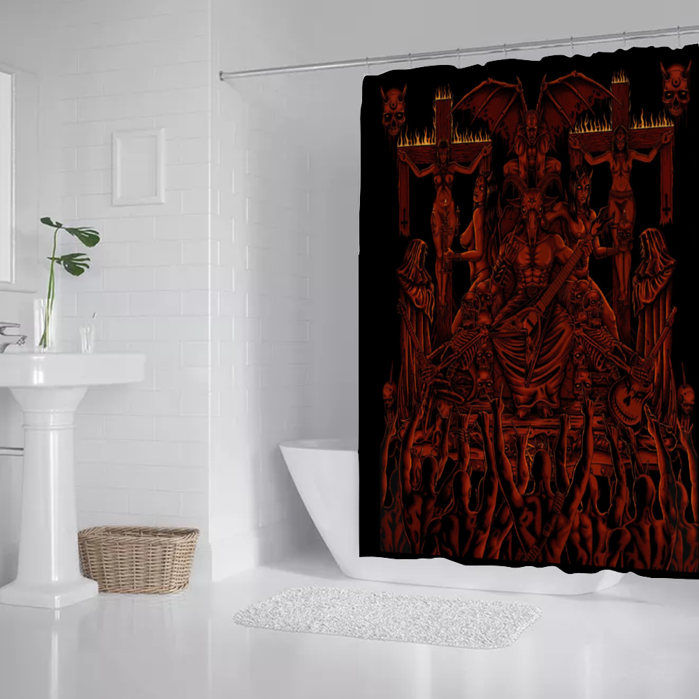 We Are Proud To Unleash The Only Real Ultimate Metalhead Shower Curtain In The World Hellfire 71" x 69"