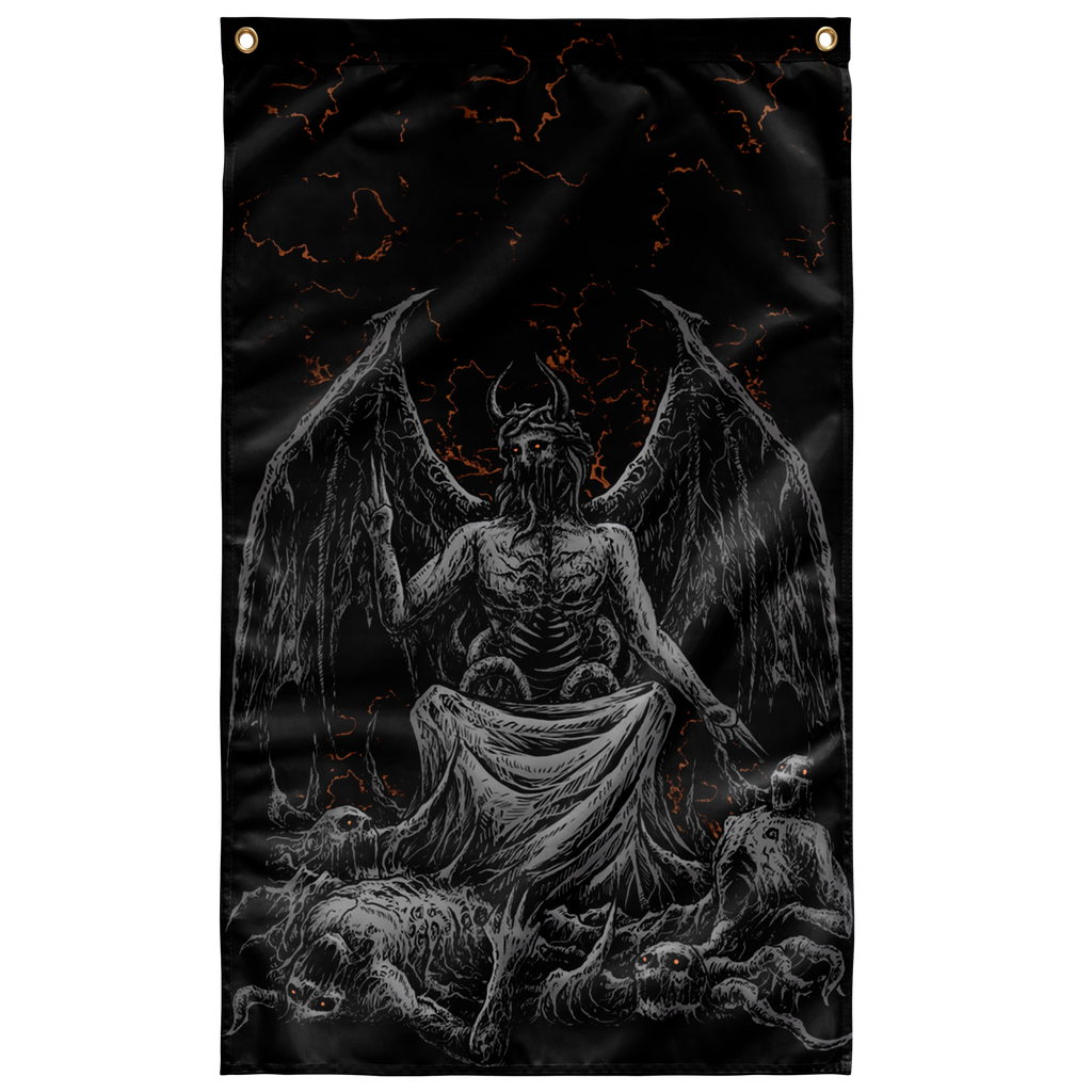 Skull Skeleton Satanic Bat Wing Demon God Wall Decoration Flag Dark Version
