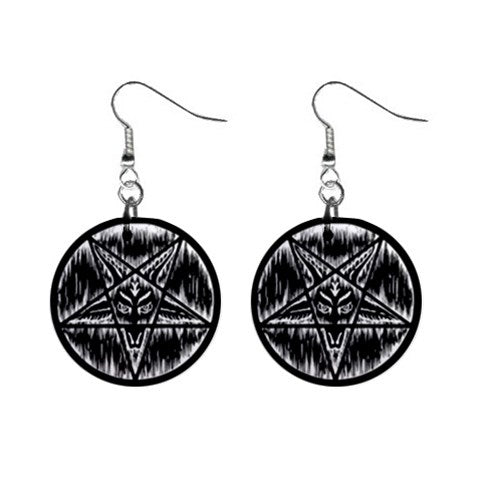 Satanic Pentagram Drip 1" Button Earrings