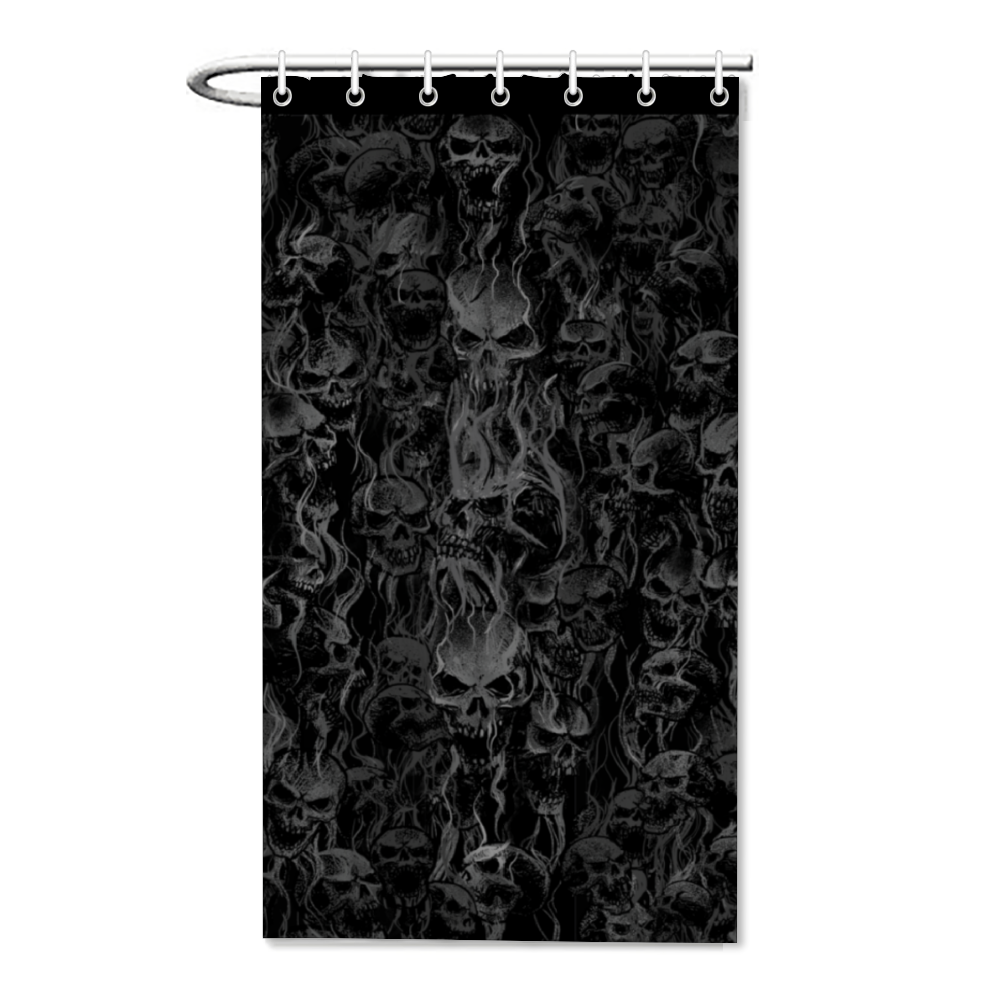 Smoke Skull Bachelor Size Shower Curtain 35.4" x 71" Dark Version