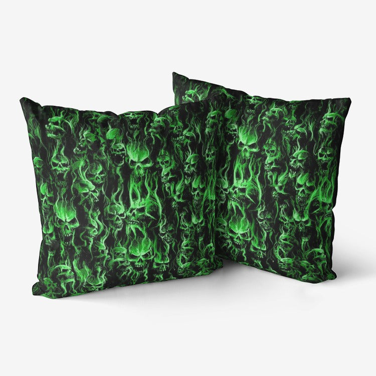 Exotic Green Smoke Skull Hypoallergenic Throw Pillow