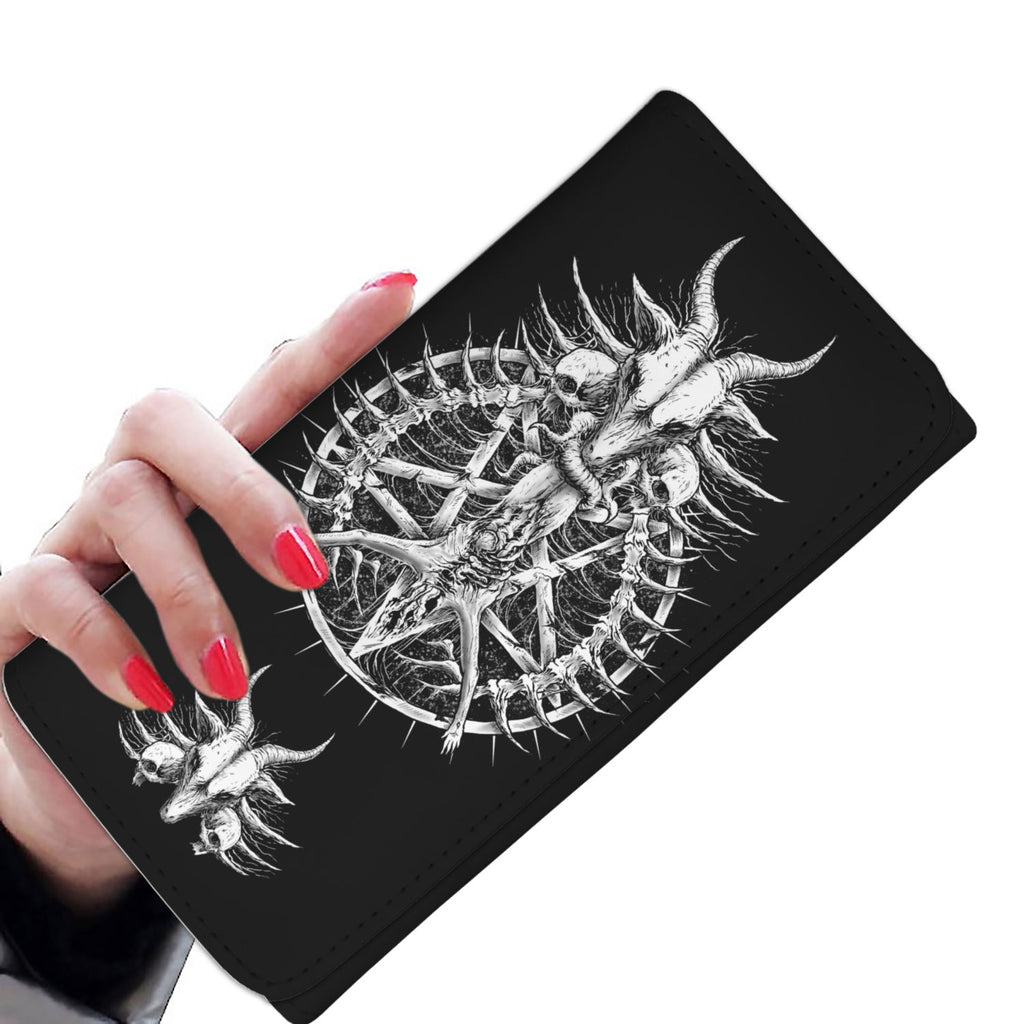 Satanic Skull Goat Inverted Thorn Pentagram Savior Illusion Women's Wallet
