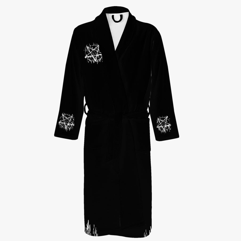 Satanic Pentagram Drip Men’s Loose-fitting Bathrobe