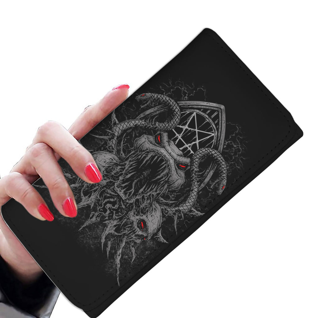 Skull Satanic Pentagram Serpent Women's Wallet Killer Grey Red Eye
