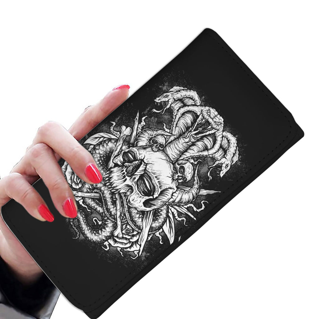 Skull Serpent Women's Wallet Black And White Version