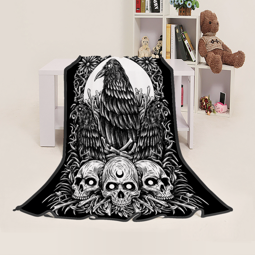Skull Goth Occult Raven Comfortable and Soft 40" x 50" Baby Blanket