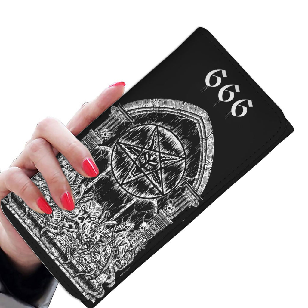 Skull Skeleton Satanic Pentagram Shrine Women's Wallet