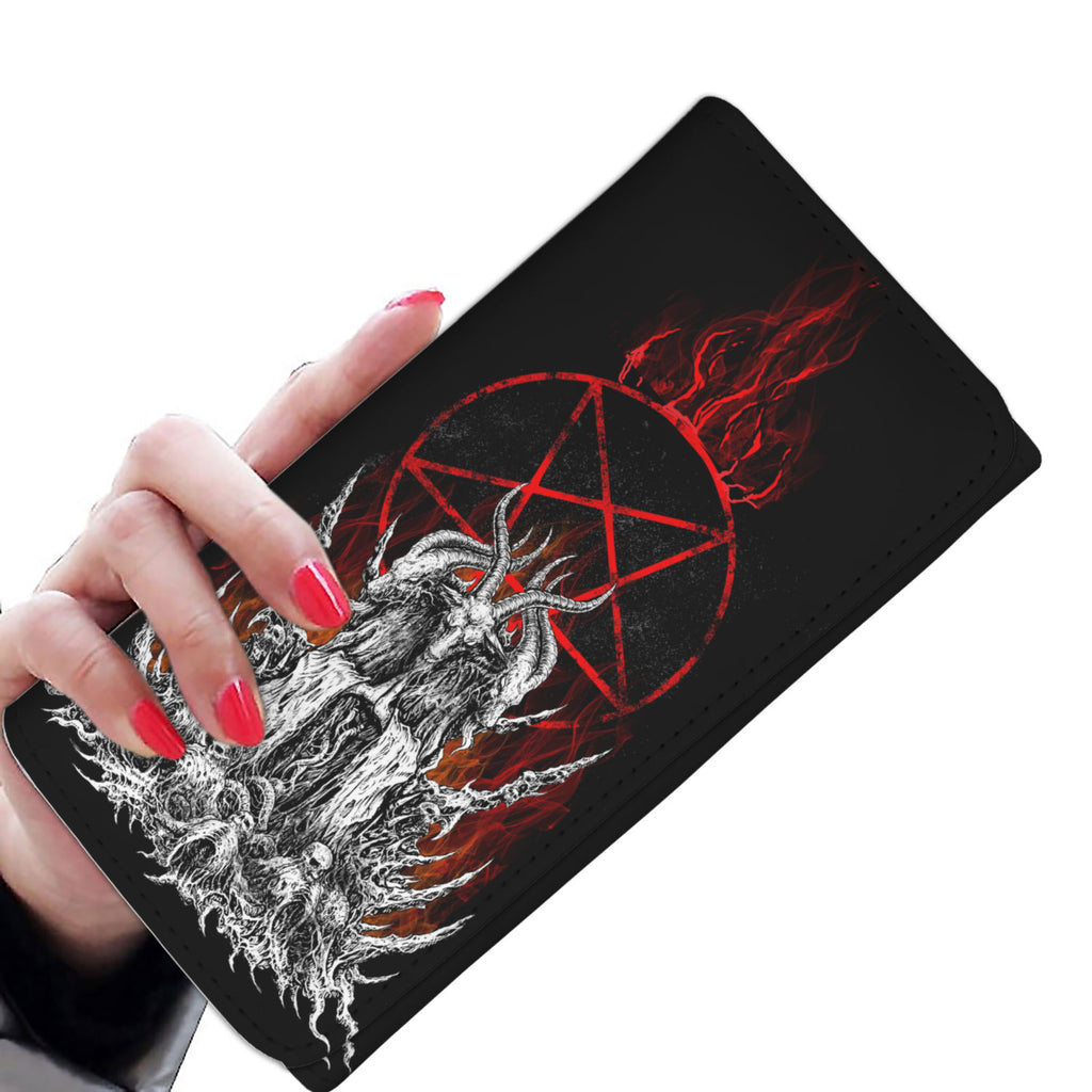 Skull Skeleton Satanic Goat Satanic Pentagram Flame Women's Wallet