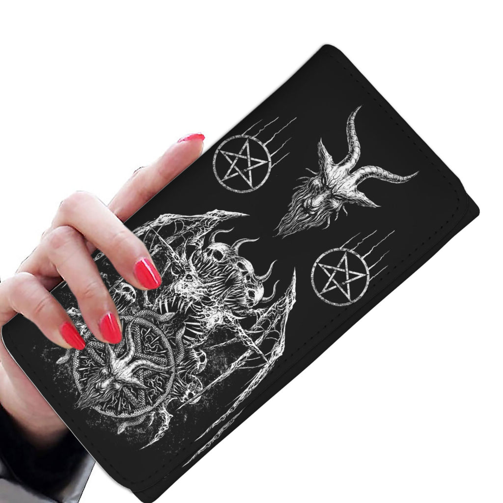 Skull Satanic Bat Wing Demon Goat Satanic Pentagram Serpent Women's Wallet