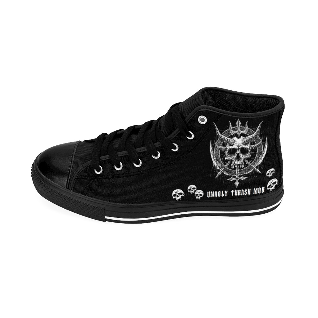 Horned Skull Inverted Cross Knife Unholy Thrash Mob Mens High Tops