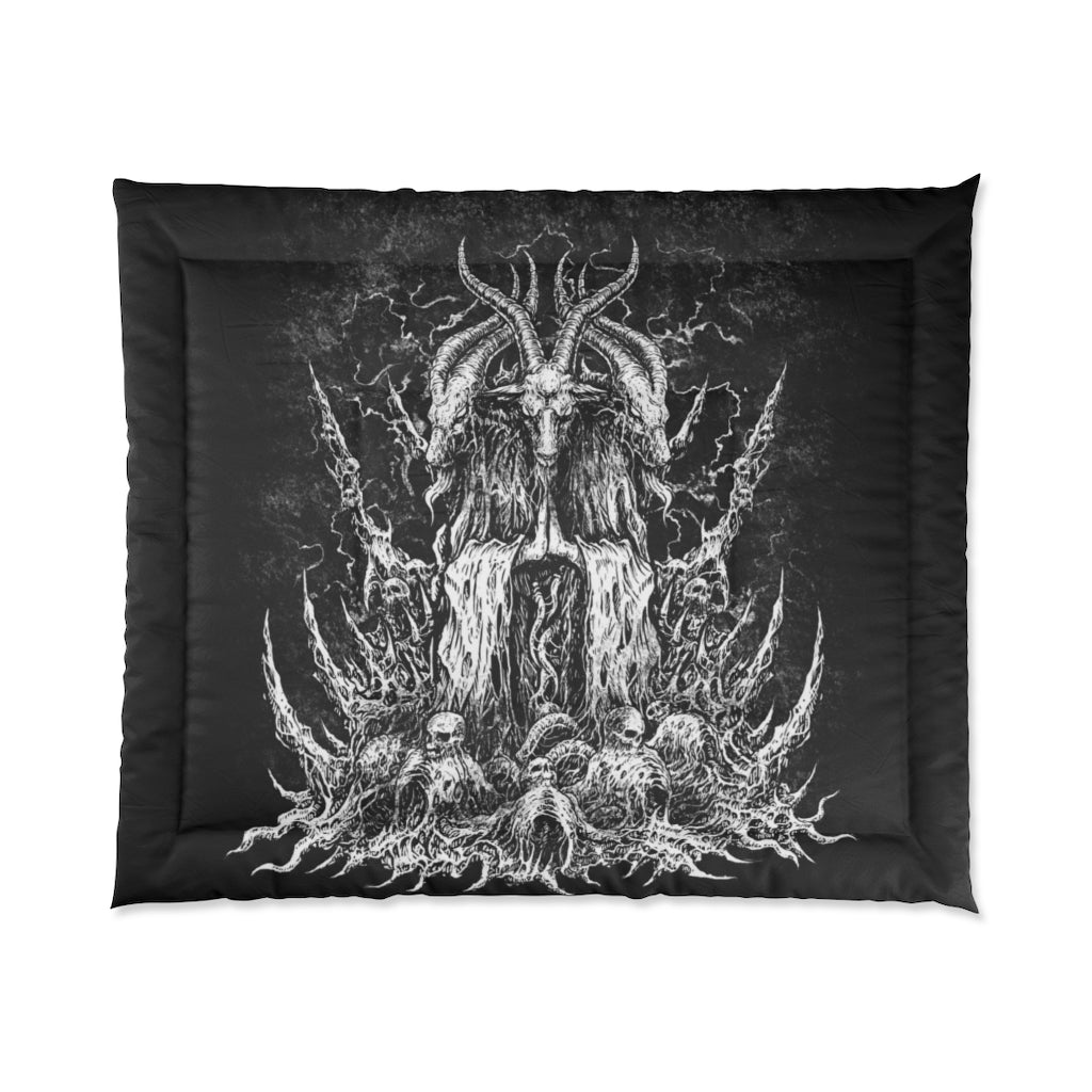Skull Satanic Goat Comforter Thick And Fluffy Original Black And White