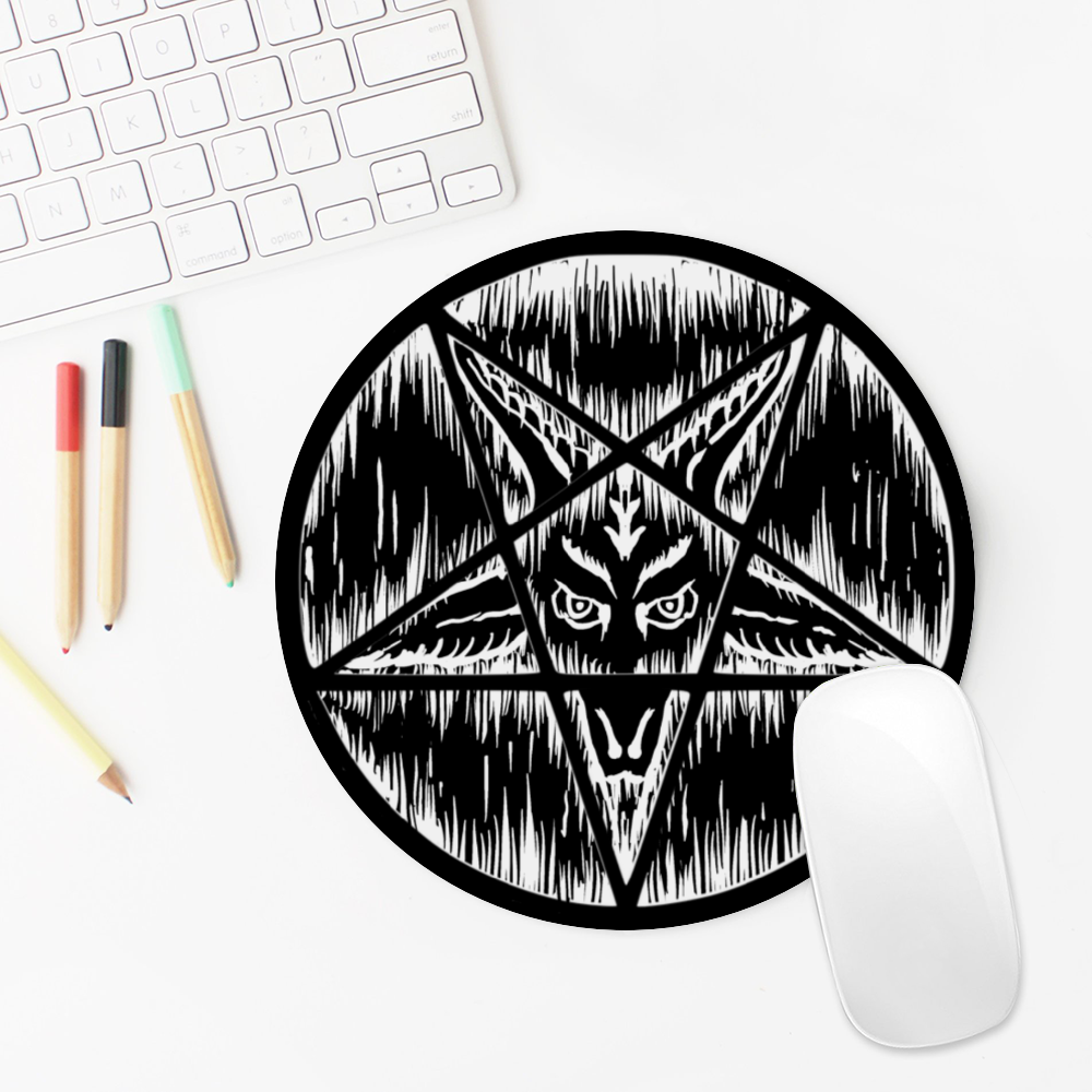 Satanic Pentagram Drip Round Mouse Pad, Non-Slip Base 7.9"X7.9"