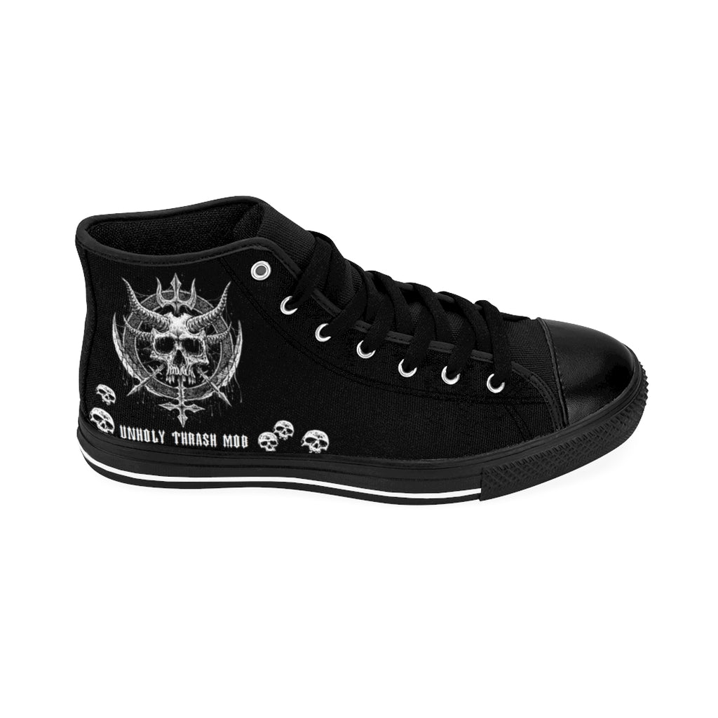 Horned Skull Inverted Cross Knife Unholy Thrash Mob Mens High Tops