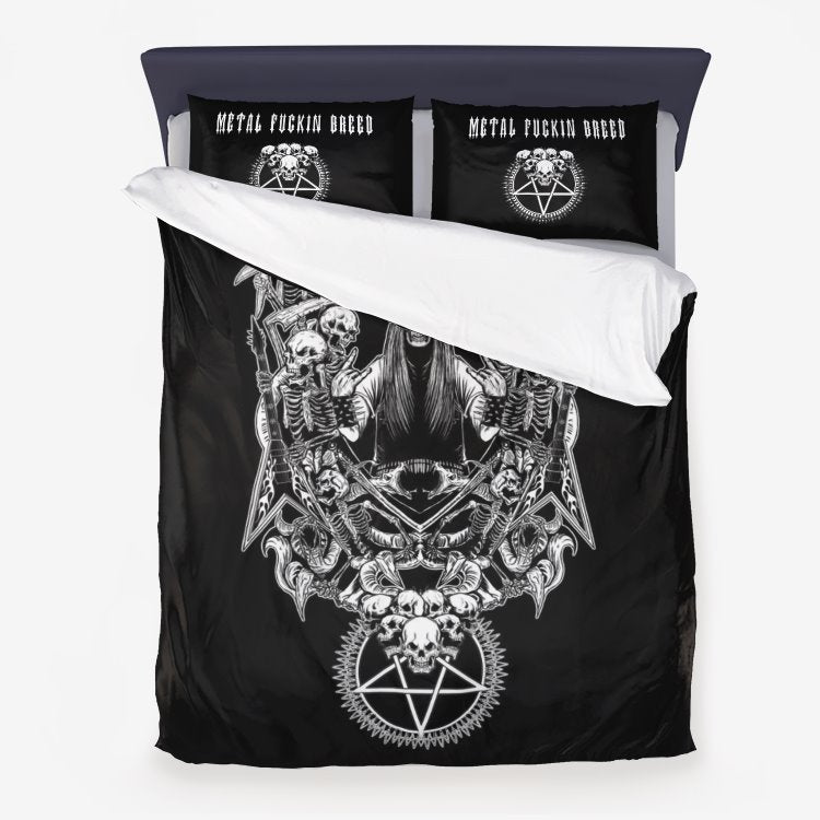 Metal Breed 3 Piece Skull Pentagram Guitar Black And White Version