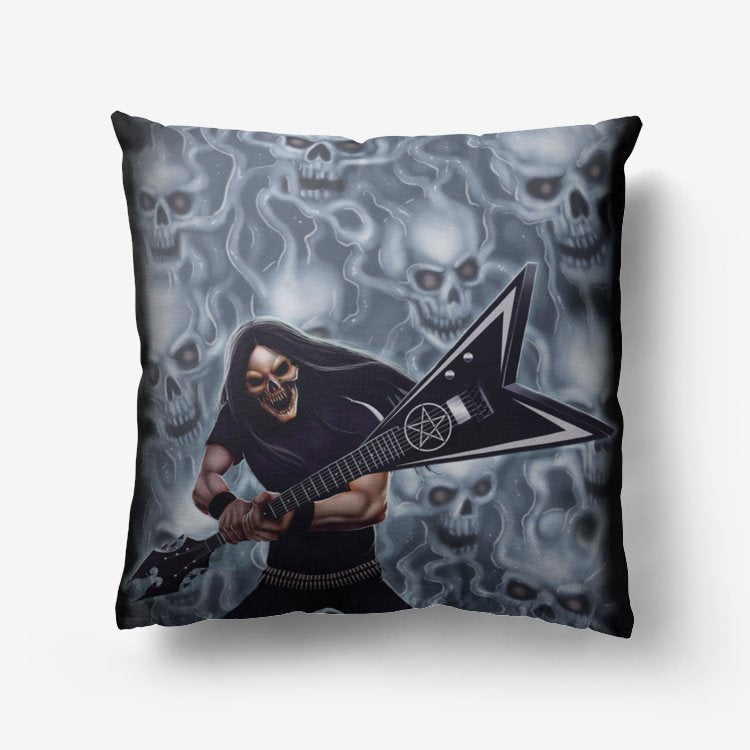 Blue Skull Guitar Smasher Premium Hypoallergenic Throw Pillow