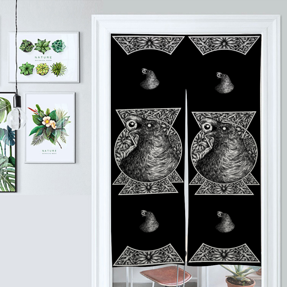 Occult Raven, Crow Eye  Door Curtain Black And White Version
